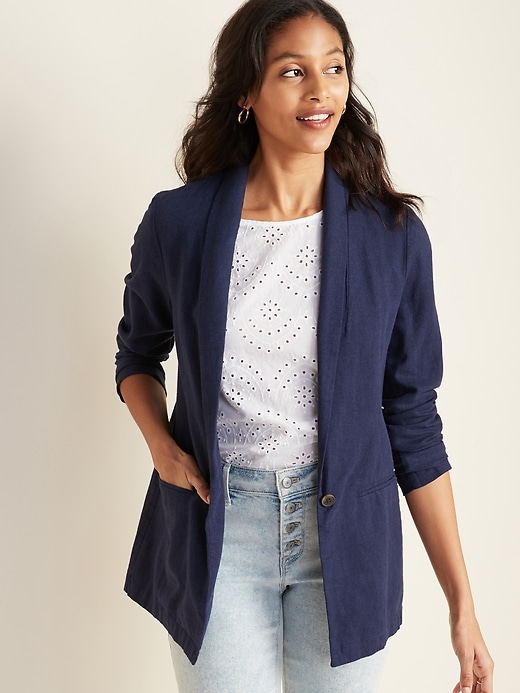 View large product image 1 of 1. Linen-Blend Blazer for Women