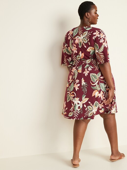 Image number 2 showing, Waist-Defined Faux-Wrap Jersey Plus-Size Dress