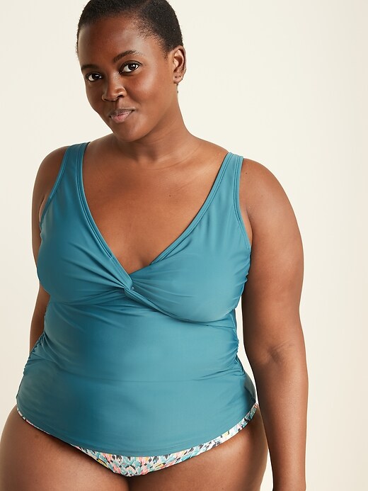 View large product image 1 of 1. Twist-Front Underwire Plus-Size Tankini Swim Top