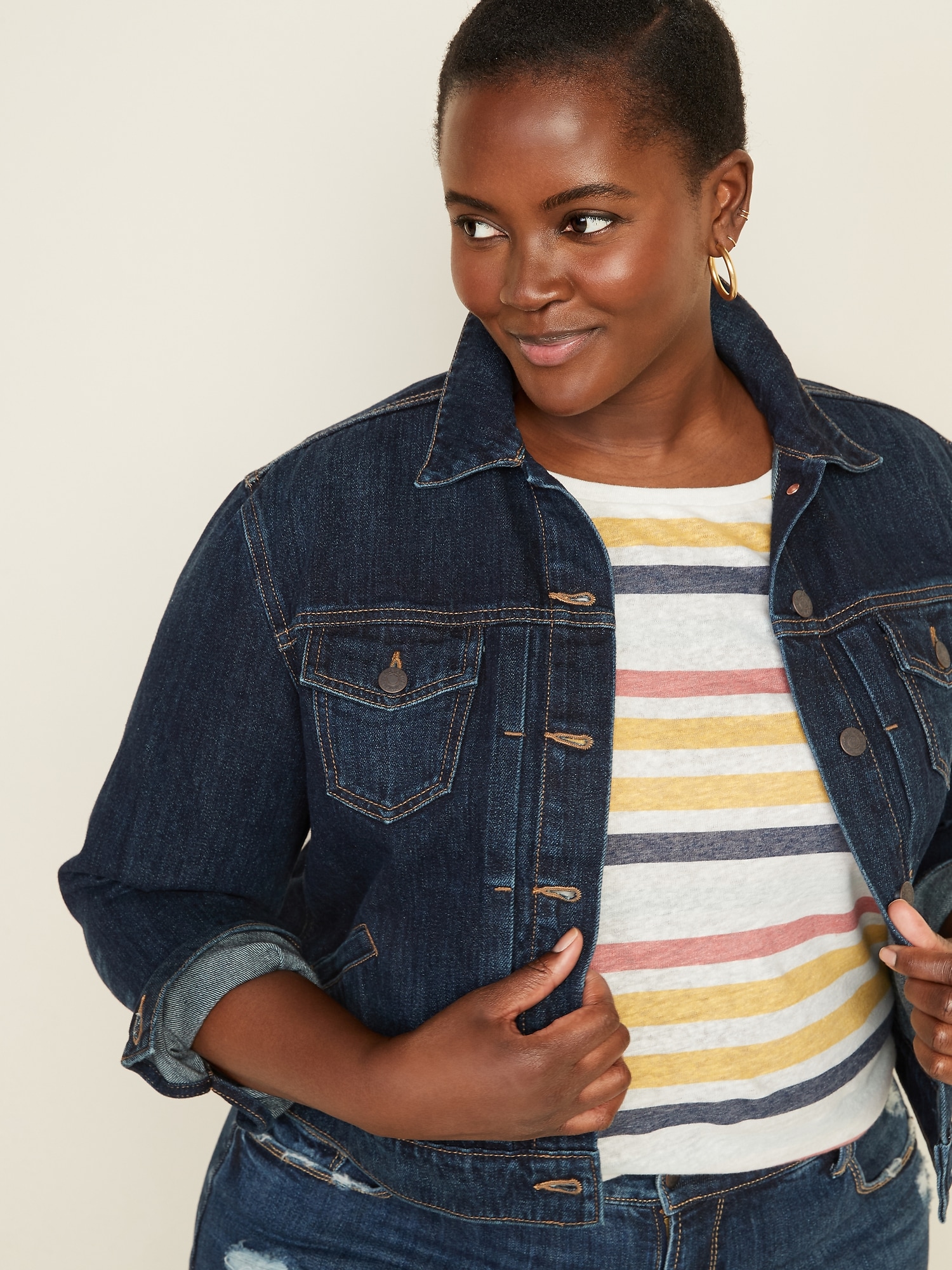 Plus Size Distressed Jean Jacket - IN-STORE – Day Dreamers Boutique