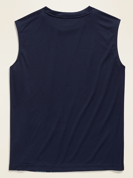 View large product image 2 of 2. Go-Dry Printed Split-Hem Tank Top for Boys