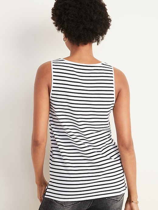 View large product image 2 of 3. EveryWear Striped Chest-Pocket Tank Top