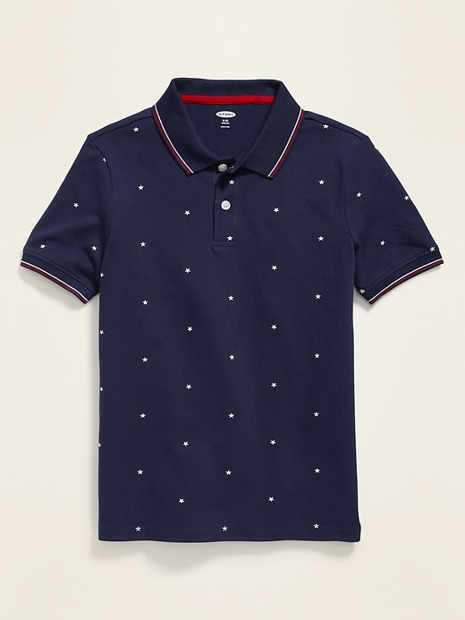 View large product image 1 of 2. Built-In Flex Americana-Print Pique Polo For Boys