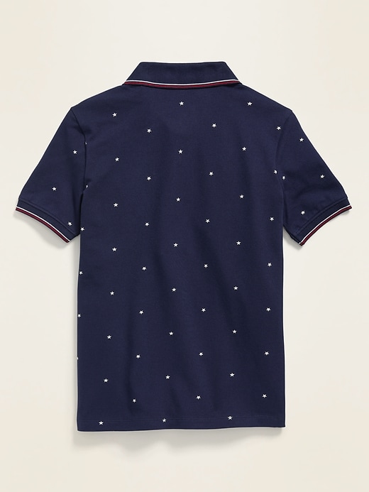View large product image 2 of 2. Built-In Flex Americana-Print Pique Polo For Boys