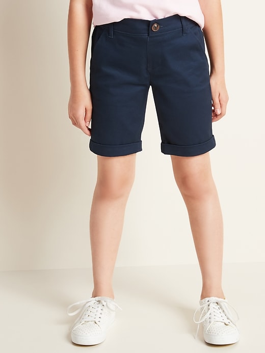 View large product image 1 of 1. Stain-Resistant Uniform Bermuda Shorts for Girls