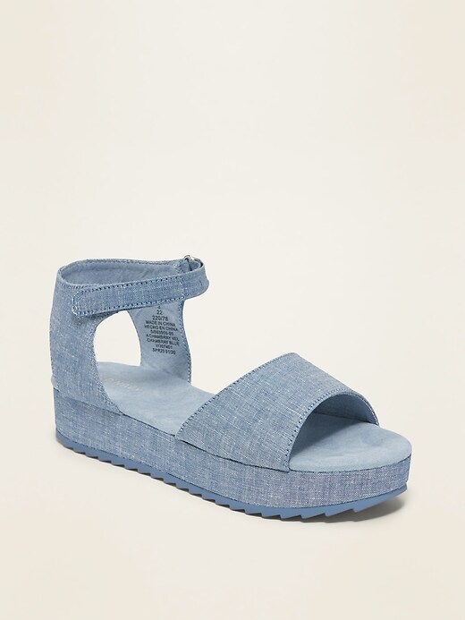 Old Navy Chambray Flatform Sandals for Girls. 1
