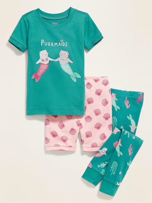 View large product image 1 of 1. 3-Piece "Purrmaids" Pajama Set for Toddler Girls & Baby