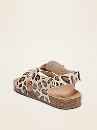 View large product image 3 of 4. Leopard-Print Faux-Leather Double-Strap Sandals for Baby