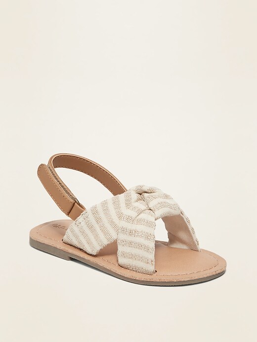 View large product image 1 of 4. Textured-Stripe Twisted Bow-Tie Sandals for Toddler Girls