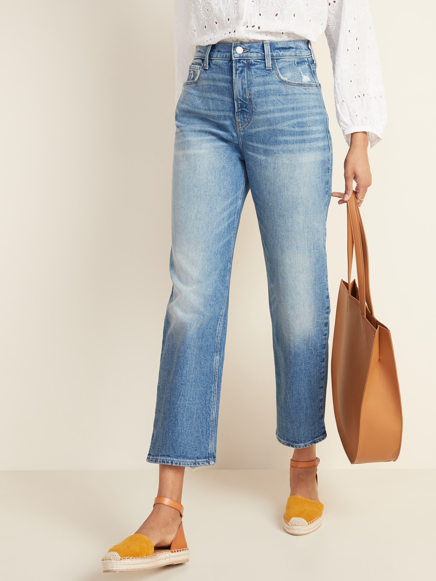 high waist boyfriend jeans