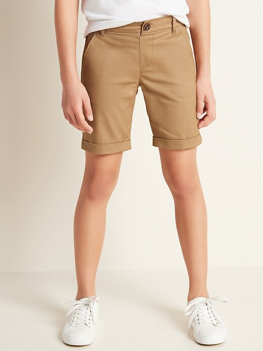 View large product image 1 of 1. Stain-Resistant Uniform Bermuda Shorts for Girls