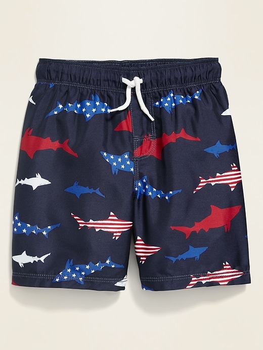 View large product image 1 of 1. Americana-Print Swim Trunks for Toddler Boys