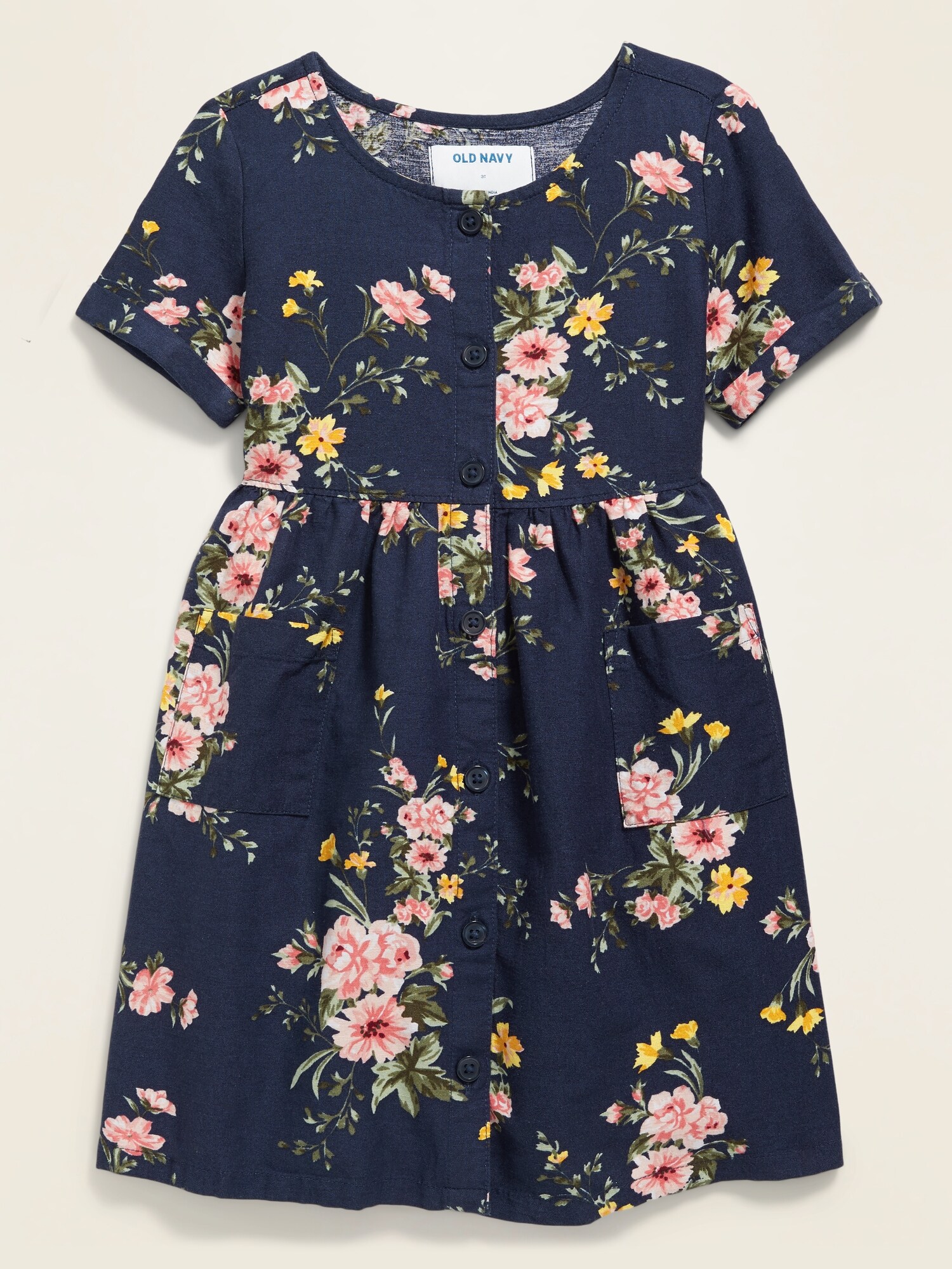 girls navy floral dress