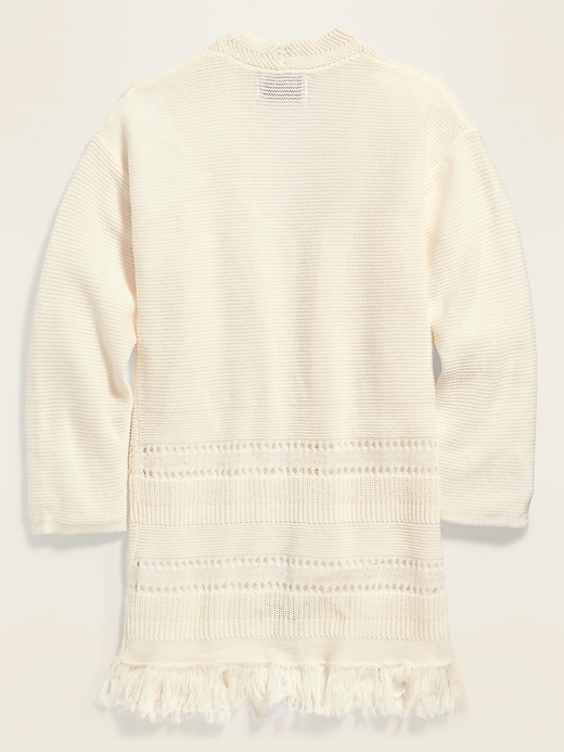 View large product image 2 of 2. Fringe-Hem Open-Front Sweater for Girls