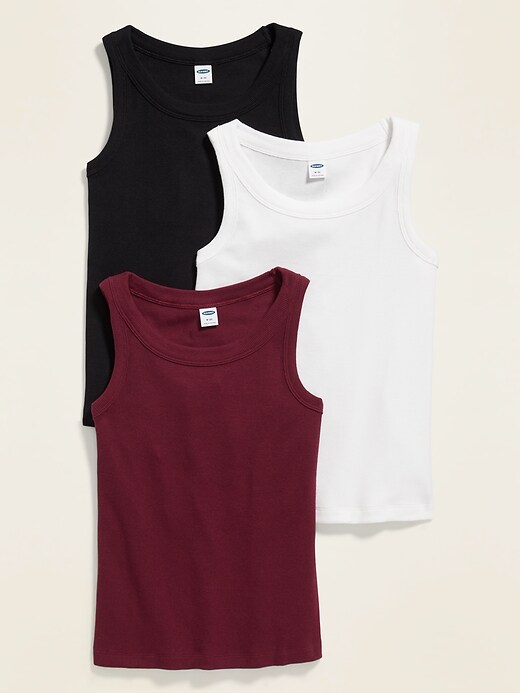 View large product image 1 of 1. Rib-Knit Tank Top 3-Pack for Girls
