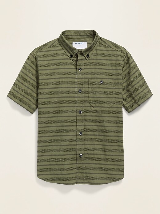 View large product image 1 of 1. Textured Dobby-Stripe Short-Sleeve Shirt for Boys