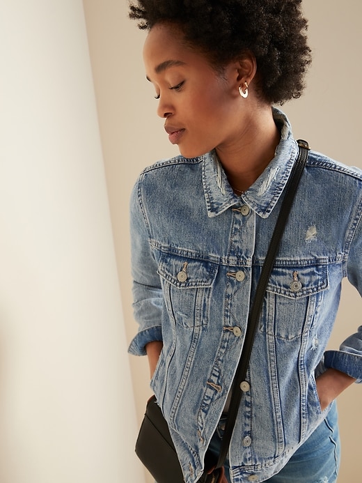 Image number 4 showing, Distressed Jean Jacket for Women