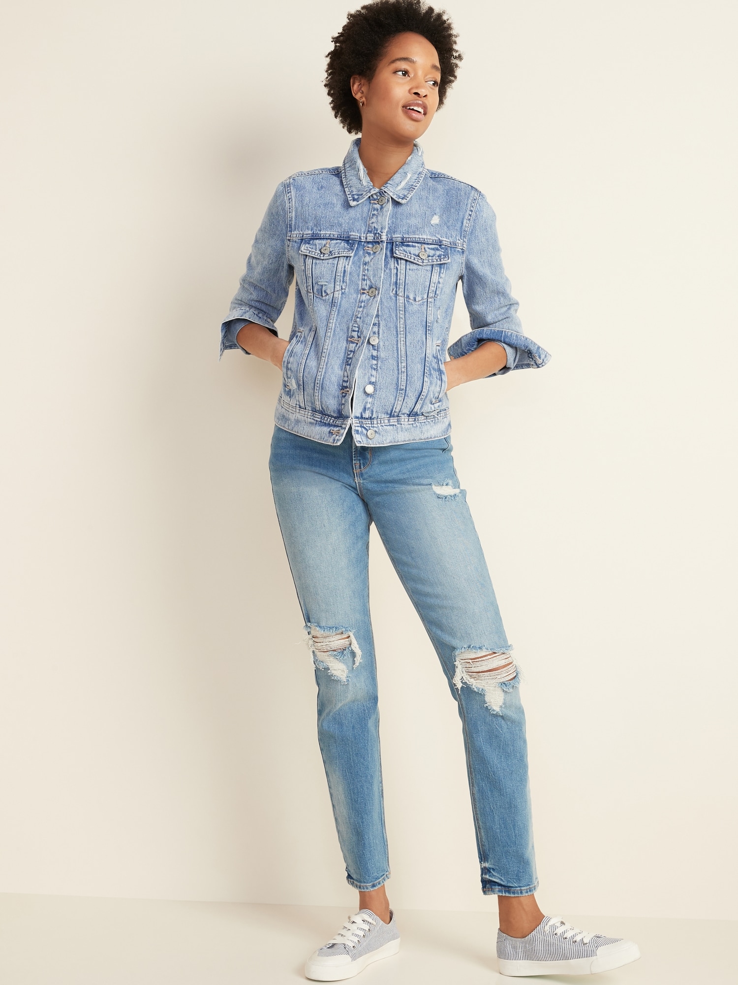 Distressed Jean Jacket For Women Old Navy