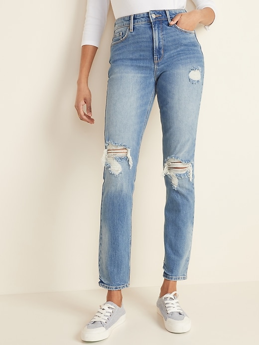 slim straight jeans ripped