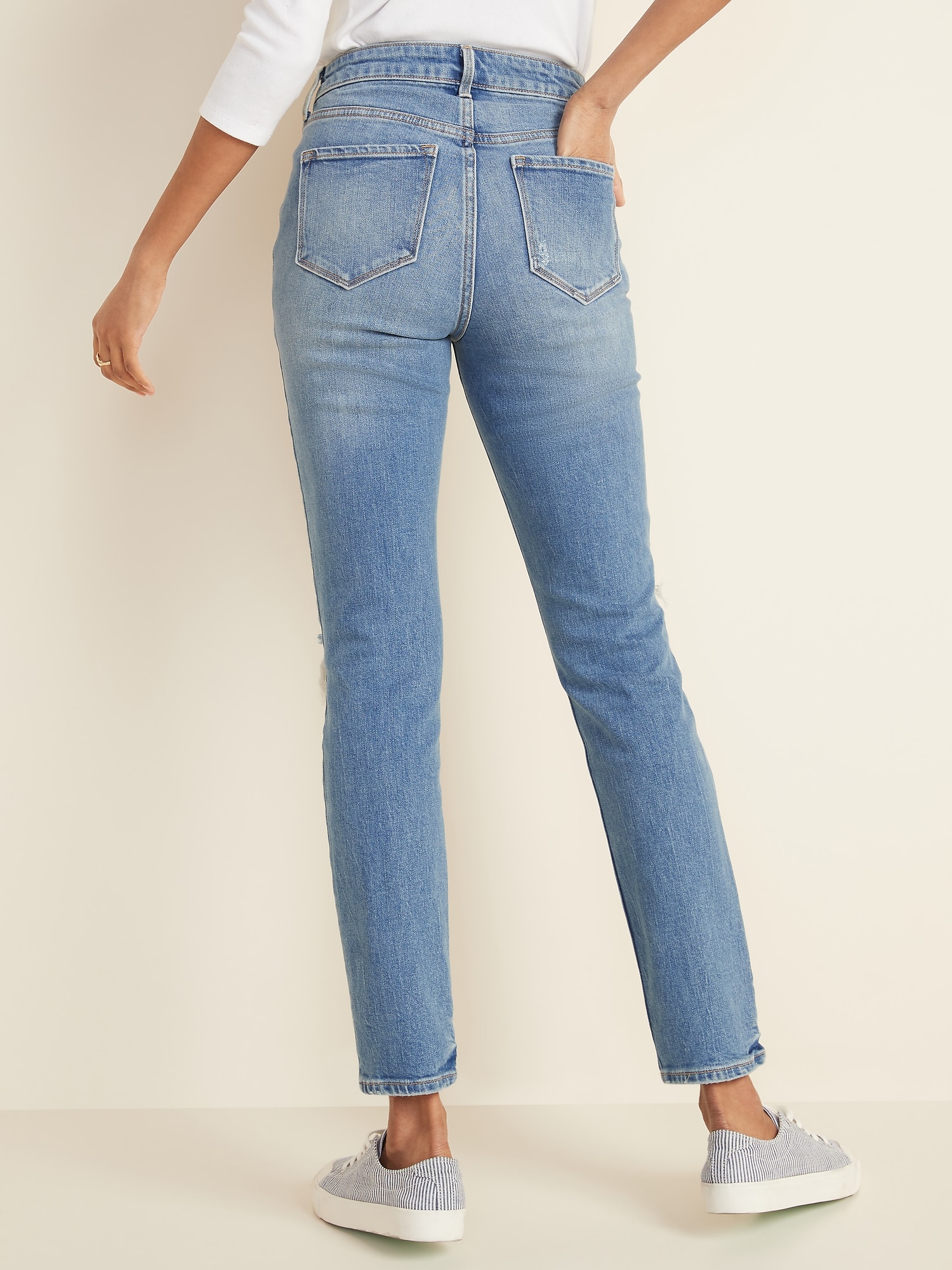 high rise slim jeans women's