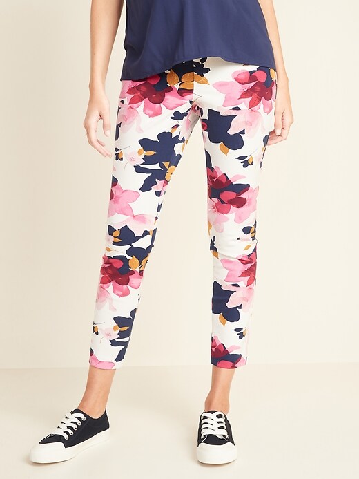 Maternity Full-Panel Patterned Pixie Pants | Old Navy