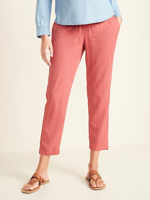 View large product image 1 of 1. Maternity Rollover-Waist Cropped Soft Pants