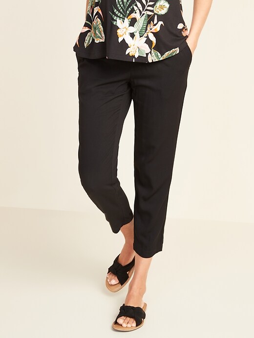 View large product image 1 of 3. Maternity Rollover-Waist Cropped Soft Pants