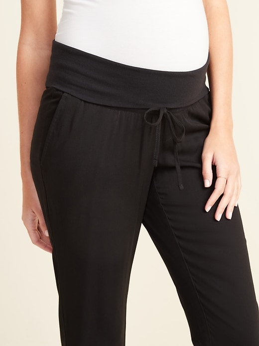 Maternity Rollover-Waist Cropped Soft Pants