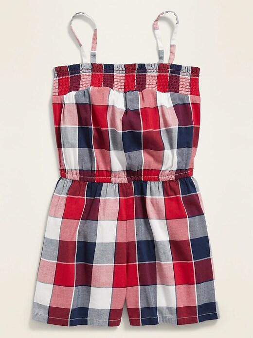 View large product image 1 of 2. Smocked Plaid Romper for Girls
