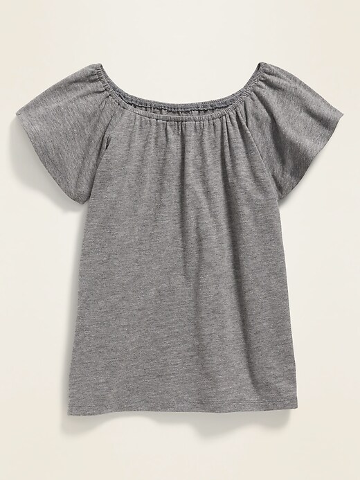 View large product image 1 of 2. Slub-Knit Flutter-Sleeve Top for Girls
