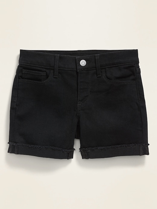 View large product image 1 of 2. Black Jean Midi Shorts for Girls
