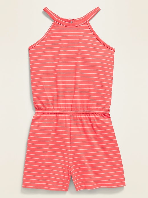 View large product image 1 of 2. Sleeveless High-Neck Romper for Girls