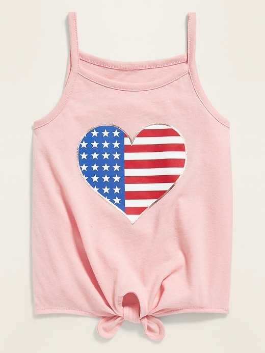 View large product image 1 of 2. Americana-Graphic Tie-Hem Cami for Toddler Girls