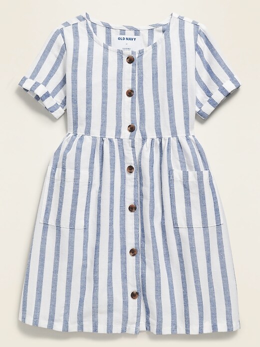 View large product image 1 of 2. Fit & Flare Button-Front Striped Dress for Toddler Girls