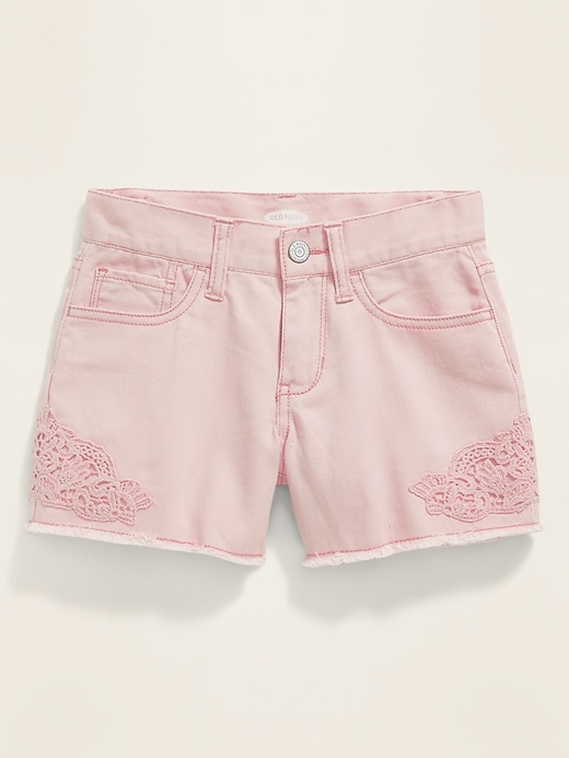 View large product image 2 of 3. Lace-Trim Cut-Off Jean Shorts for Girls