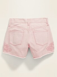 View large product image 3 of 3. Lace-Trim Cut-Off Jean Shorts for Girls