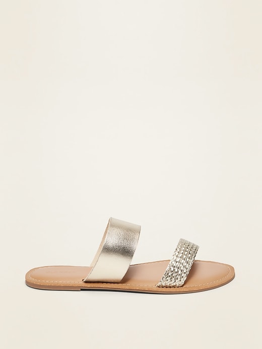 Image number 4 showing, Faux-Leather Variegated Double-Strap Slide Sandals