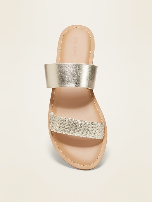Image number 2 showing, Faux-Leather Variegated Double-Strap Slide Sandals