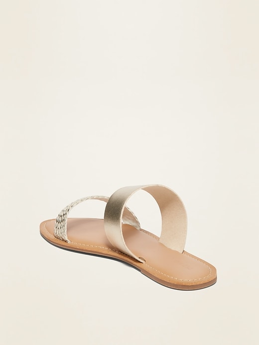 Image number 3 showing, Faux-Leather Variegated Double-Strap Slide Sandals