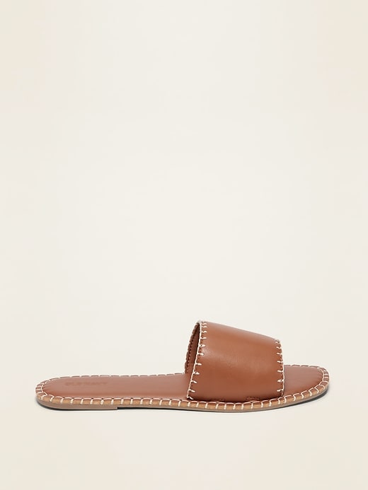 Image number 4 showing, Faux-Leather Wide-Strap Slide Sandals