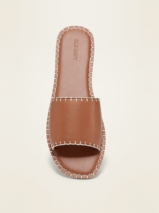 Image number 2 showing, Faux-Leather Wide-Strap Slide Sandals