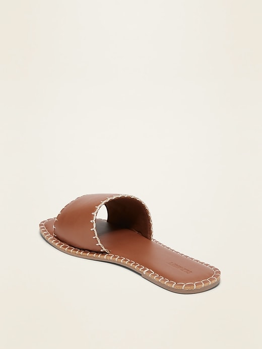 Image number 3 showing, Faux-Leather Wide-Strap Slide Sandals