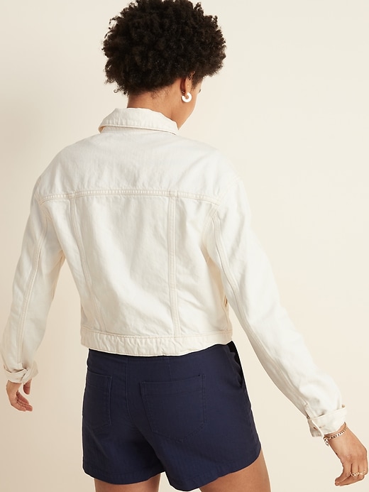 Image number 2 showing, Cropped Off-White Jean Jacket for Women