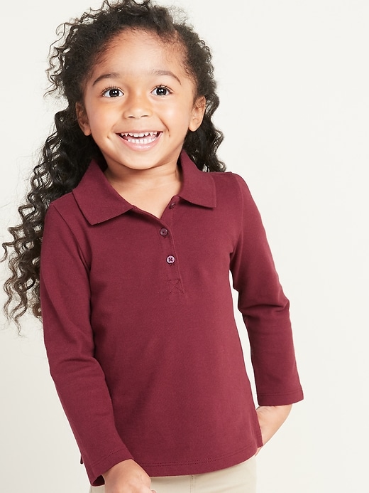 Old Navy Uniform Long-Sleeve Polo for Toddler Girls. 1