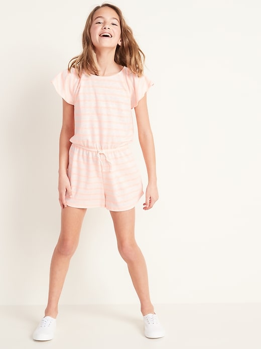 View large product image 1 of 1. Linen-Blend Jersey Romper for Girls