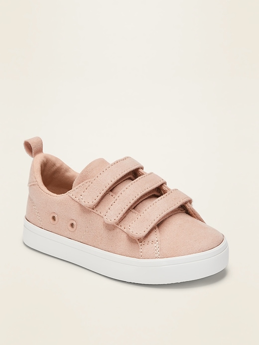 View large product image 1 of 4. Sueded Triple-Strap Sneakers For Toddler Girls