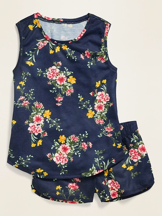 View large product image 1 of 2. Printed Pajama Tank Top & Shorts Set for Girls