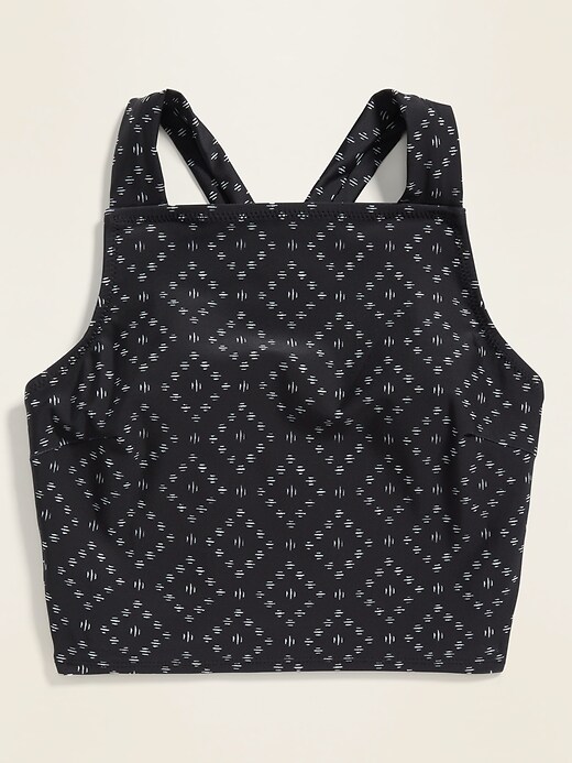 View large product image 1 of 1. High-Neck Long-Line Apron-Strap Swim Top