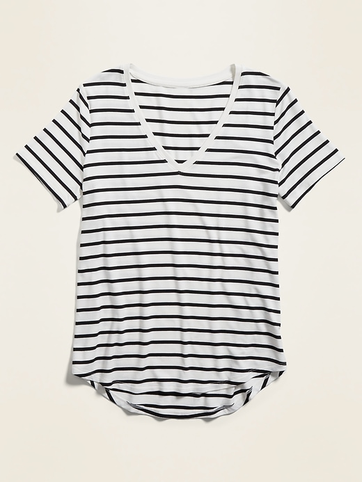 View large product image 1 of 1. Luxe Striped V-Neck Tee for Women