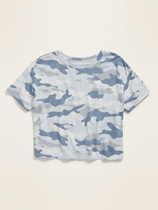 View large product image 1 of 1. Loose-Fit Camo-Print Crop Tee for Women